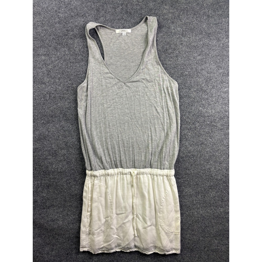 DREW Anthropologie Mixed Media Dress Womens‎ S Racerback Drawstring Waist Pocket